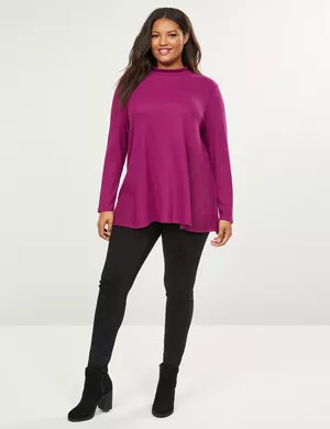 Softest Touch Ribbed Mock-Neck Swing Tunic | Lane Bryant (US)