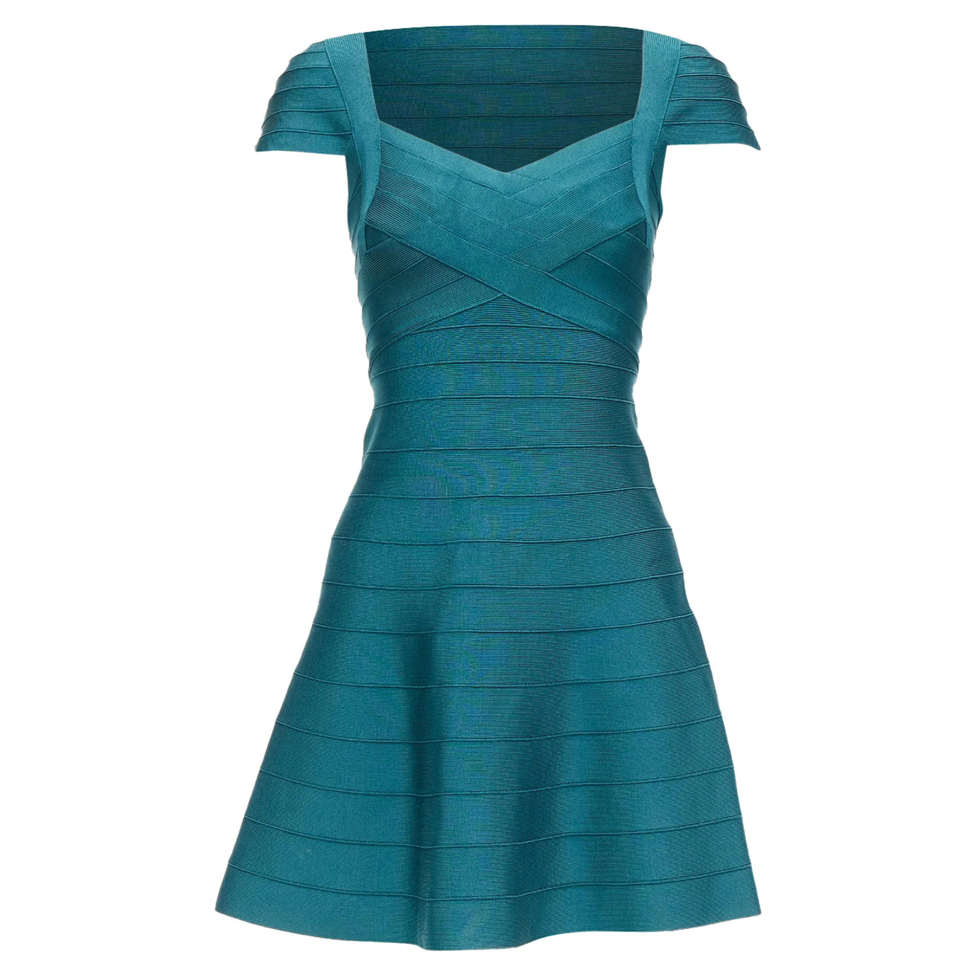 Herve Leger Cap Sleeve Sweetheart Fit Flare Bandage Dress | Shop Simon