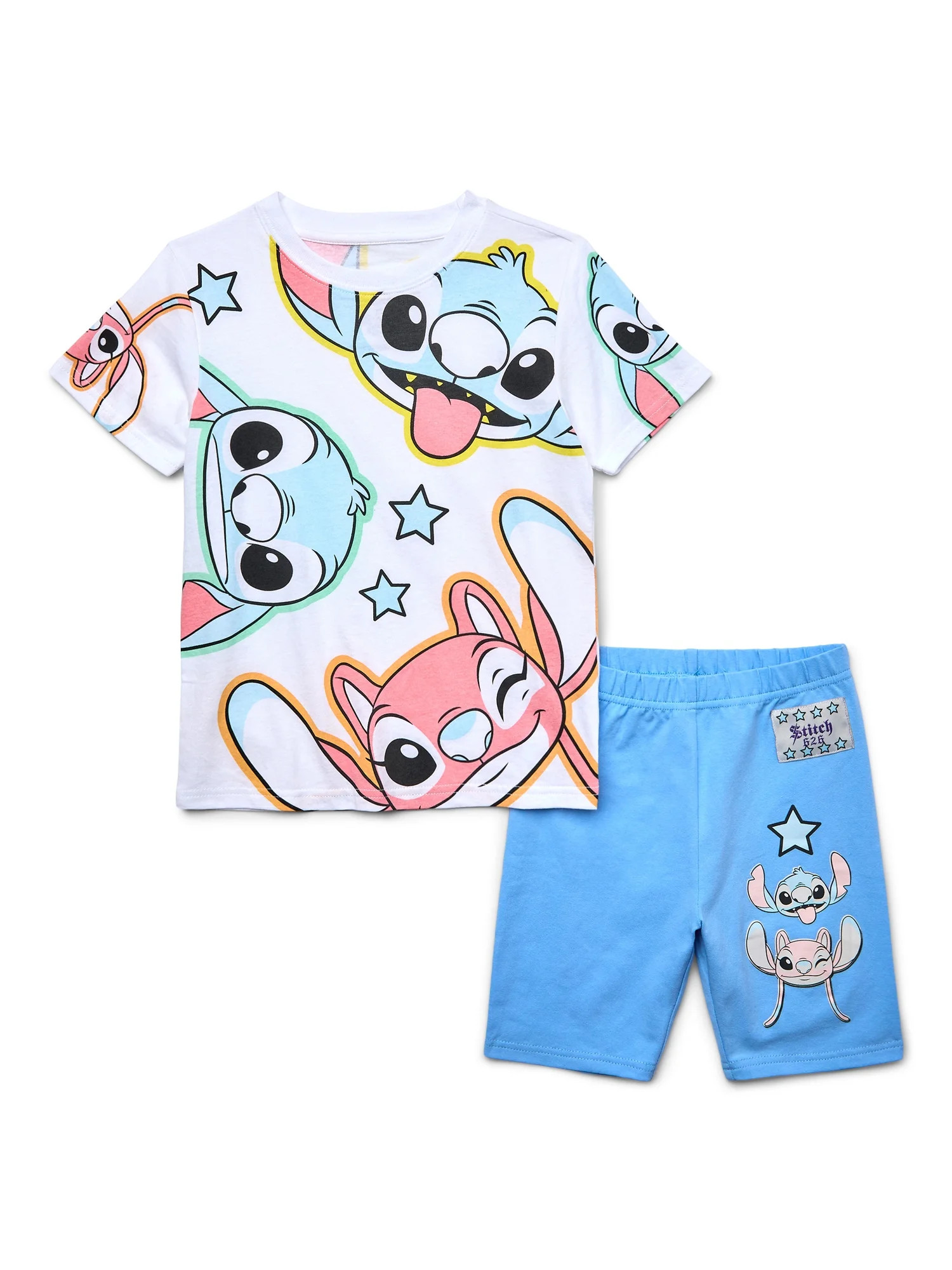 Stitch Girls Graphic T-Shirt and Bike Shorts Set, 2-Piece, Sizes 4-16 - Walmart.com | Walmart (US)