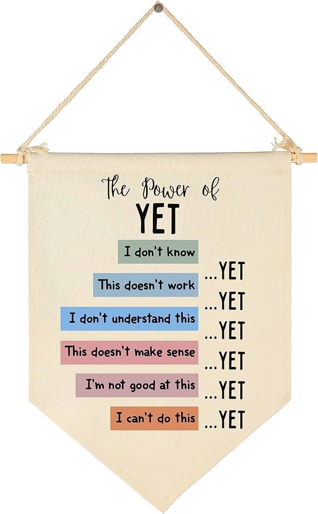 The Power of Yet-Therapy Office Decor-Classroom Growth Mindset Mental Health Banner- School Couns... | Amazon (US)