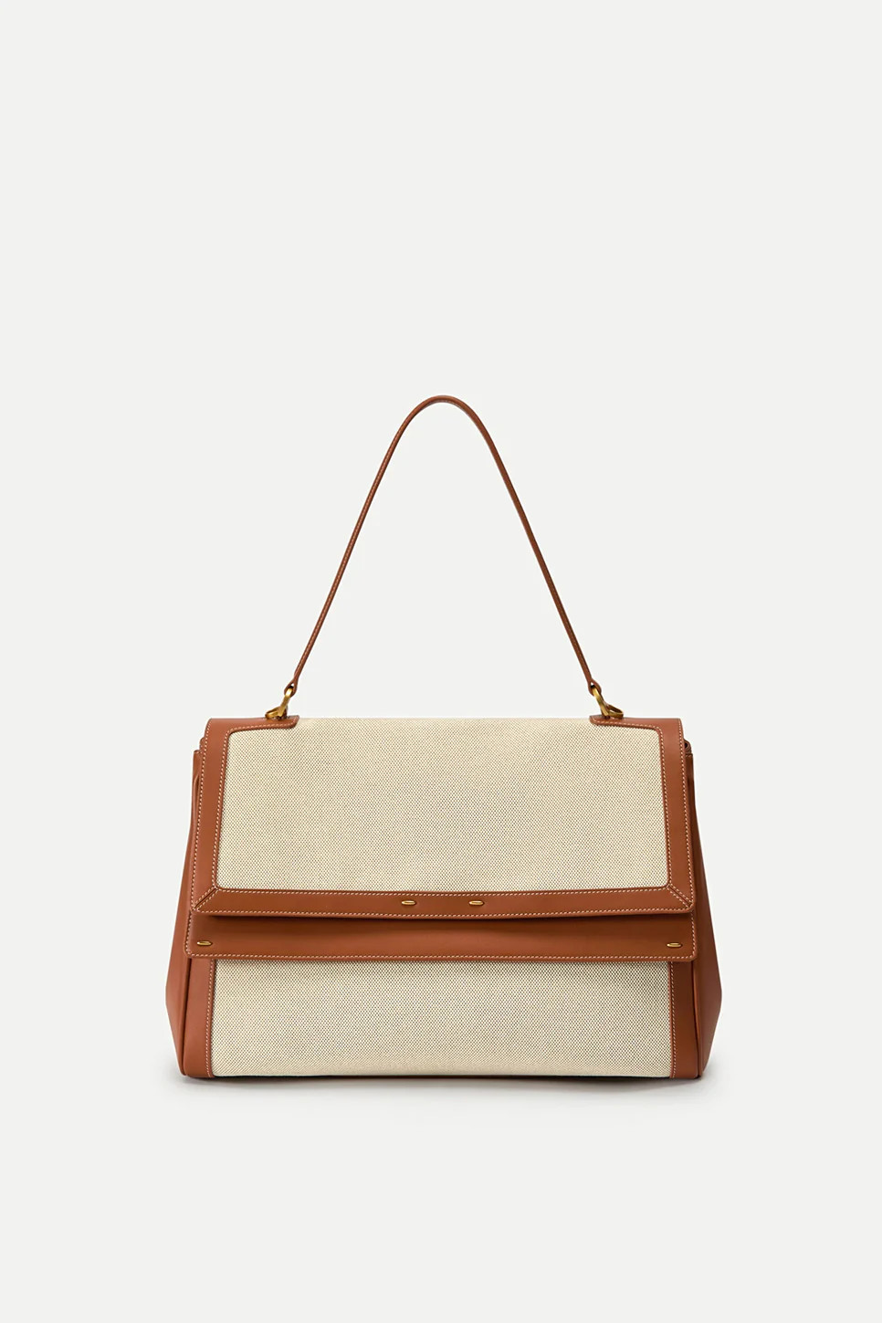 Rialto Double Flap Handbag in Nappa Leather & Water-Resistant Canvas | Fabrique