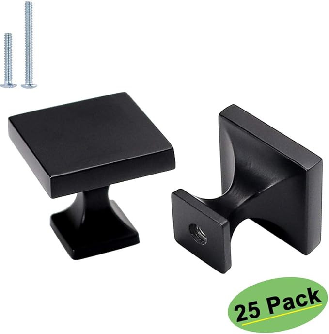 homdiy Kitchen Cabinet Knobs Black - HD6785BK Cabinet Hardware 25 Pack Cabient Door Knobs Square ... | Amazon (US)