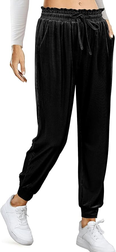 XIEERDUO Corduroy Pants for Women Joggers with Pockets Drawstring Lounge Sweatpants | Amazon (US)