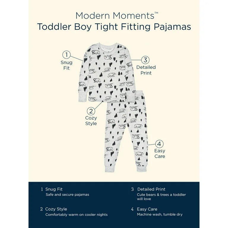 Modern Moments by Gerber Toddler Boy Tight Fitting Pajamas Set, 2-Piece, Sizes 12M-5T - Walmart.c... | Walmart (US)