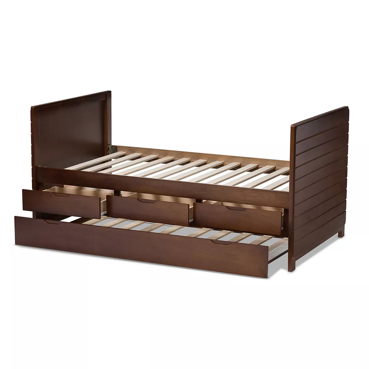 Baxton Studio Linna Walnut Twin Bed with Trundle | Kohl's