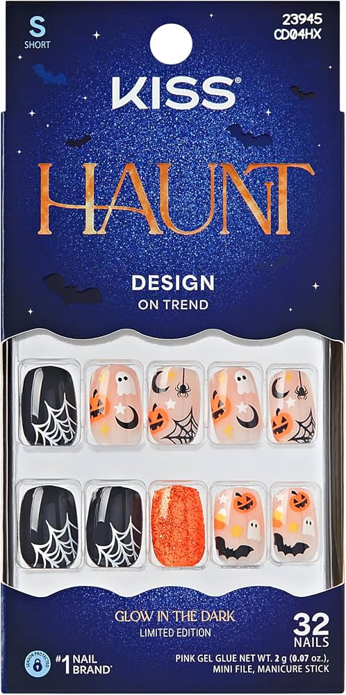 Kiss Core, Press On Nails, Nail glue included, 'Fangs for the Memories', Multicolor, Short Size, ... | Amazon (US)