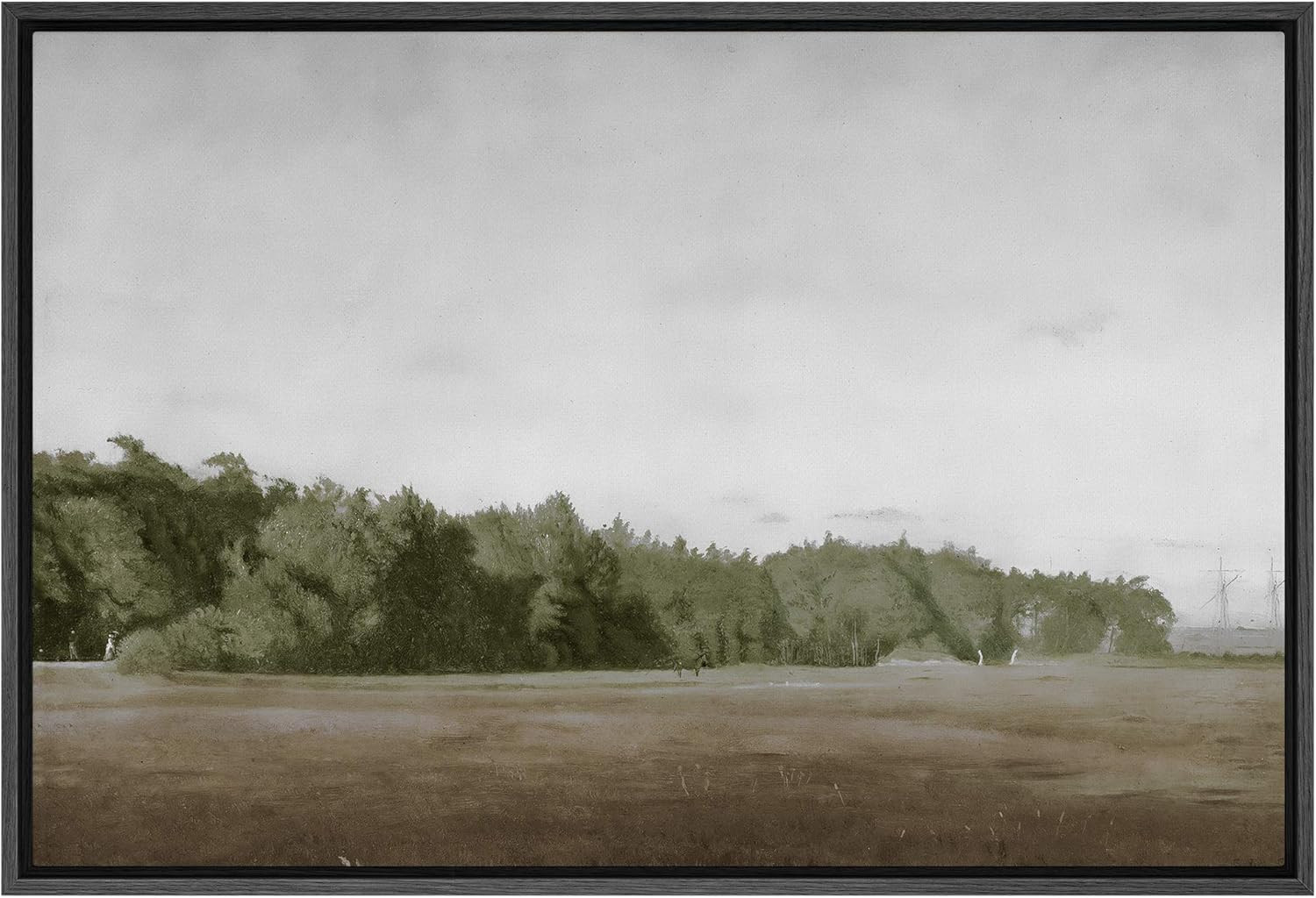 SIGNFORD Framed Canvas Wall Art Brown Meadow with Green Forest Landscape Wilderness Oil Painting Imp | Amazon (US)