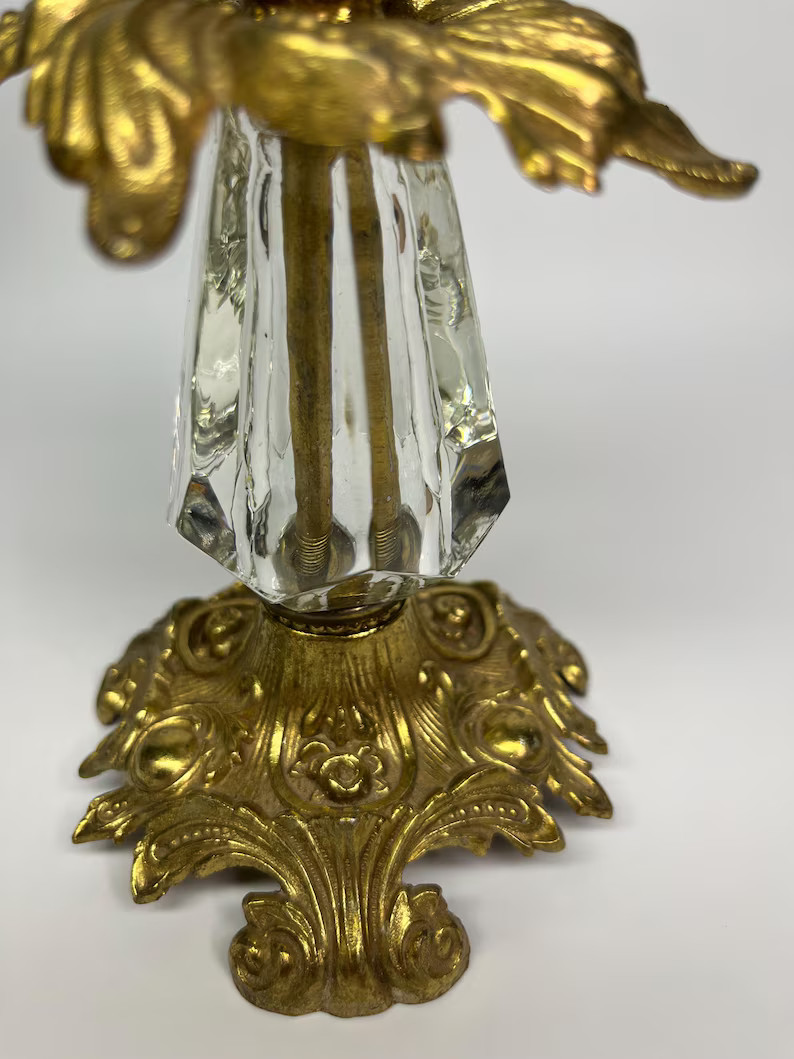 Vintage Ornate Brass/glass Candleholder - Hollywood Regency - L&L WMC 1973 - #9320 - Etsy | Etsy (US)