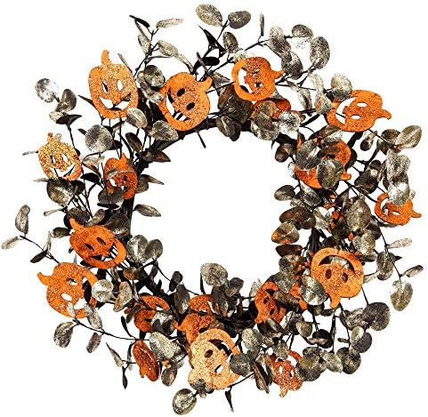 Amazon.com: 18 Inch Halloween Wreath Pumpkin Wreath with Glitter Decorations Fall Decorations wit... | Amazon (US)