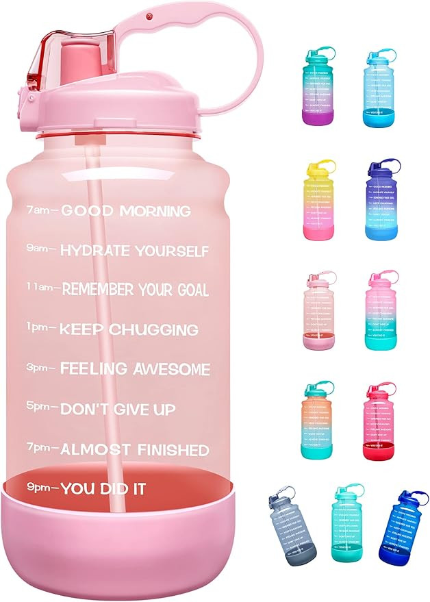 Elvira Half Gallon/64oz Motivational Time Marker Water Bottle with Straw & Protective Silicone Bo... | Amazon (US)