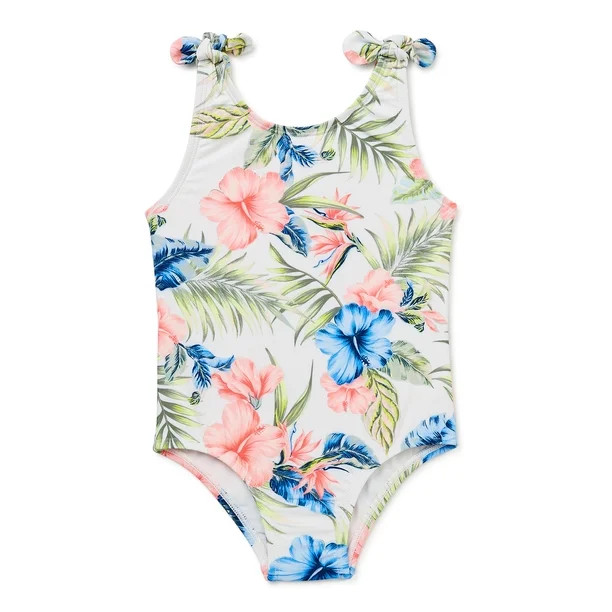 Wonder Nation Baby and Toddler Girl One-Piece Swimsuit, Sizes 12M-5T - Walmart.com | Walmart (US)