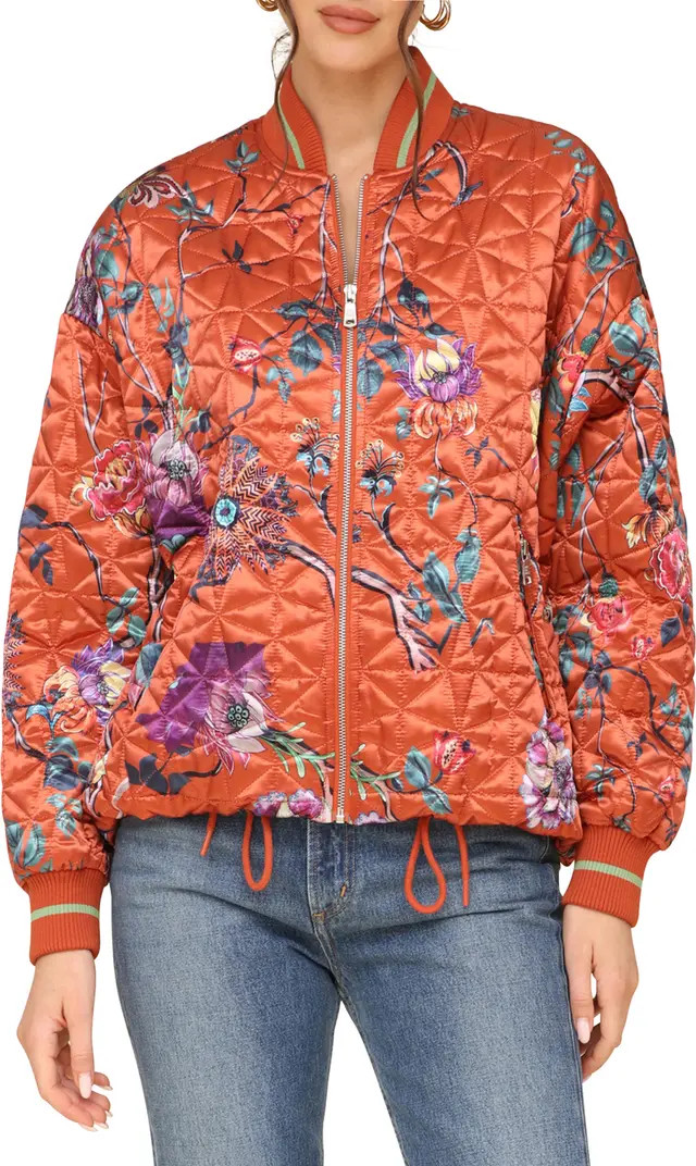 Avec Les Filles Floral Print Quilted Satin Bomber Jacket | Nordstrom | Nordstrom