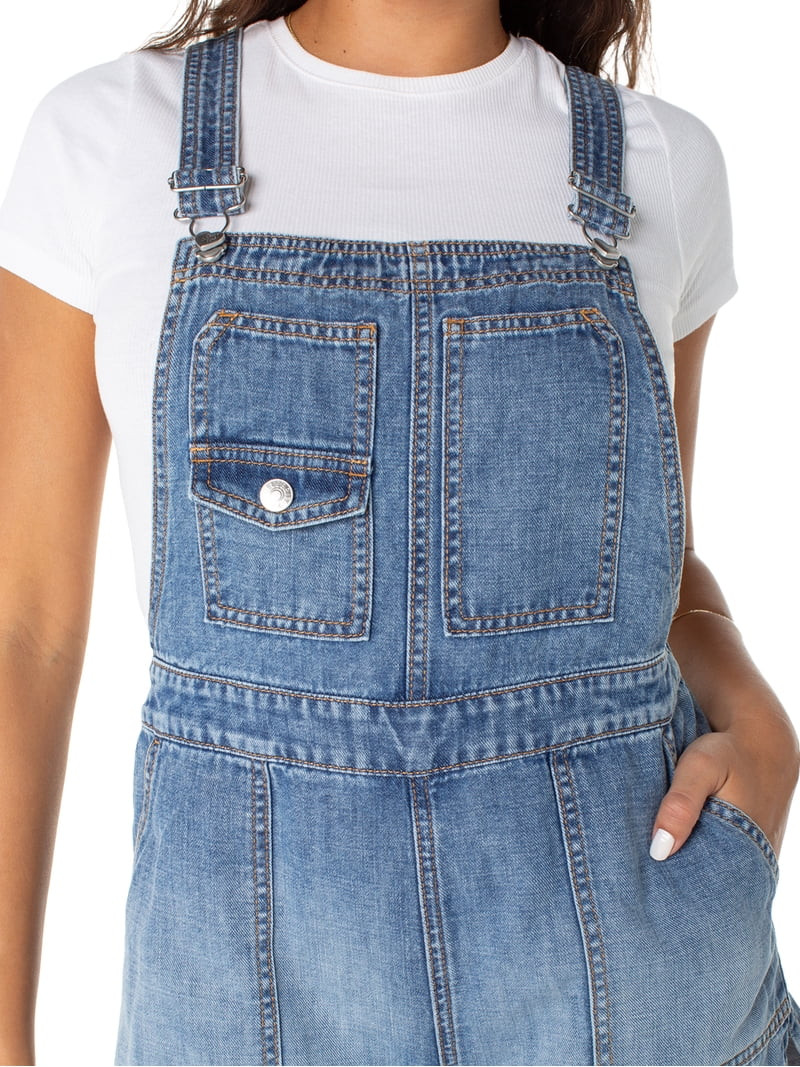 Celebrity Pink Women's Drapey Denim Dolphin Hem Shortalls, Sizes XS-XXXL - Walmart.com | Walmart (US)