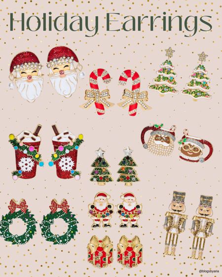 Festive holiday earrings!! Christmas earrings, Santa earrings, nutcracker earrings, Christmas tree earrings, candy cane earrings, holiday jewelry 

#LTKHoliday #LTKstyletip #LTKfindsunder50