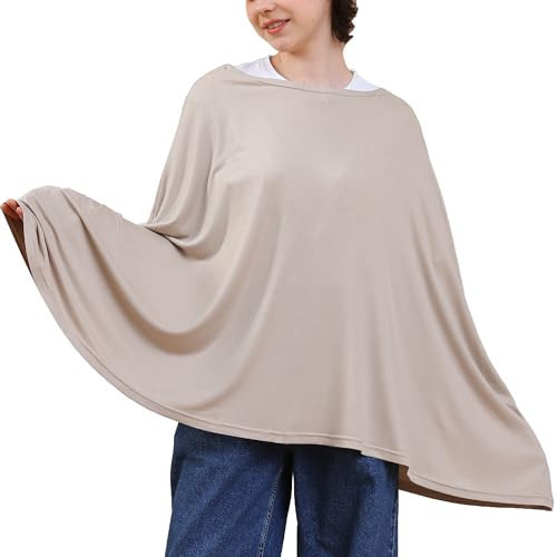 Seejoy Multi-use Nursing Cover for Breastfeeding, 360°Full Coverage Nursing Poncho, Rayon Soft & Breathable Breastfeeding Cover up (Striped Textured Rayon, Natural Sand) | Amazon (US)