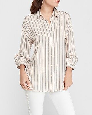 Oversized Striped Boyfriend Shirt | Express