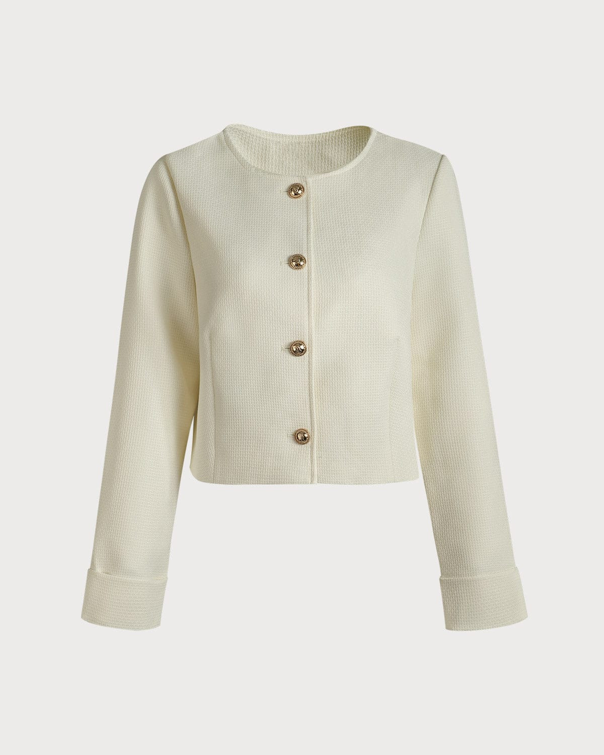 The Solid Cropped Tweed Jacket | rihoas.com
