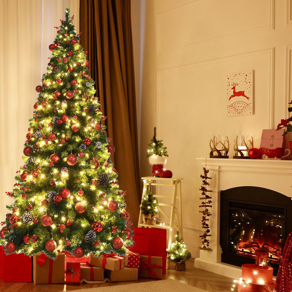 Tangkula Pre-lit Artificial Christmas Tree Includes LED Lights & Branch Tips | Target