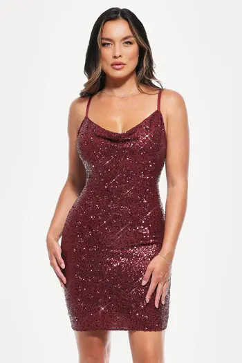 Popilush Sequin Cowl Neck Sculpting Mini Dress | Nordstrom | Nordstrom
