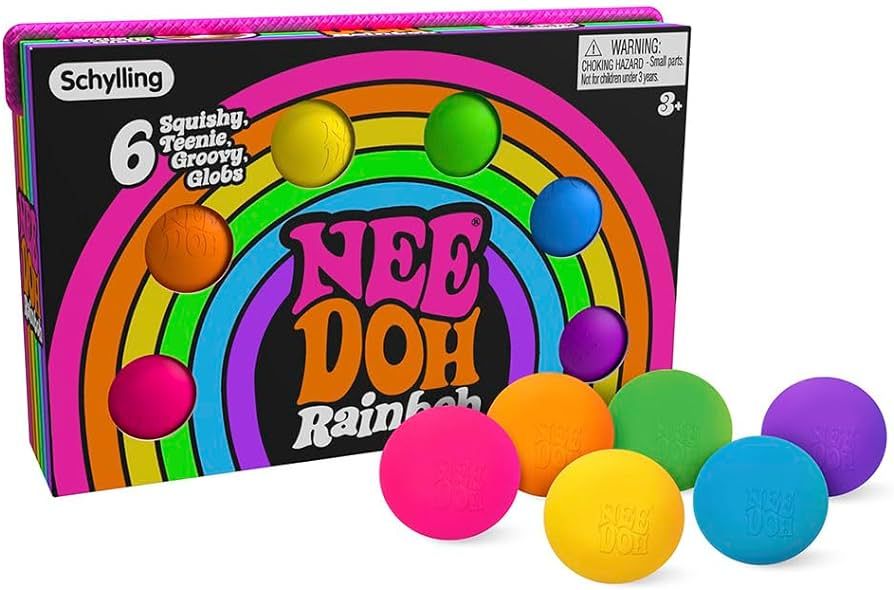 Schylling NeeDoh Rainboh Teenie - Sensory Fidget Toy - 6 Mini Groovy Globs - Ages 3 to Adult | Amazon (US)