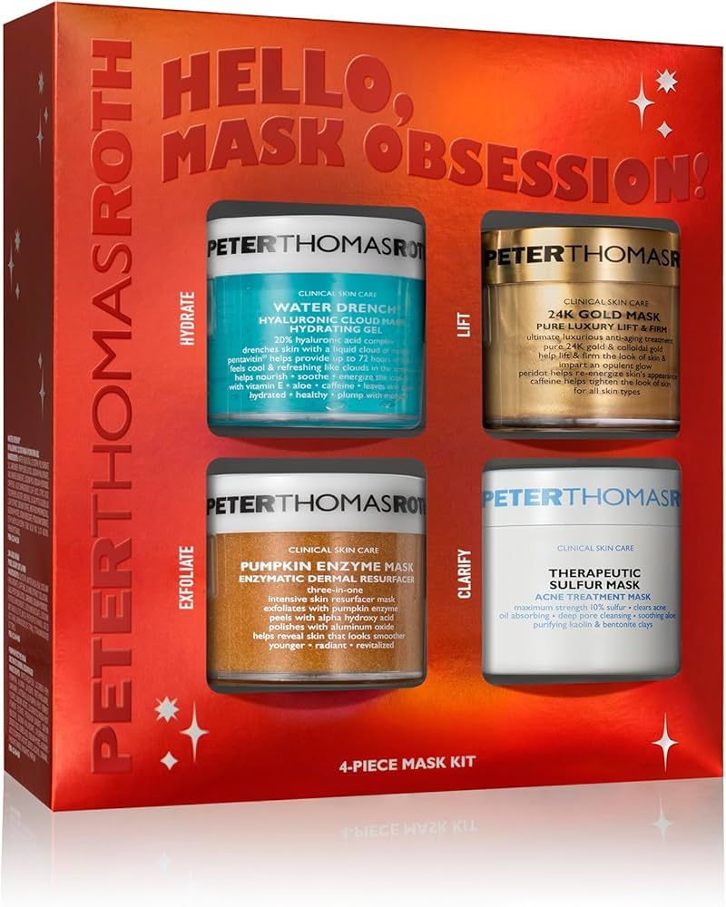 Hello, Mask Obsession! 4-Piece Mask Kit, Face Mask Skin Care Kit, Includes Water Drench Gel Mask,... | Amazon (US)