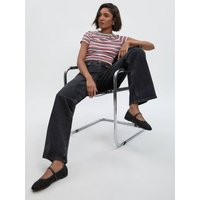 boohoo Women's Tall Comfort Stretch High Waist Straight Leg Jean in Washed Black | Size: 14/34L | Cotton/Polyurethane | boohoo (US & Canada)