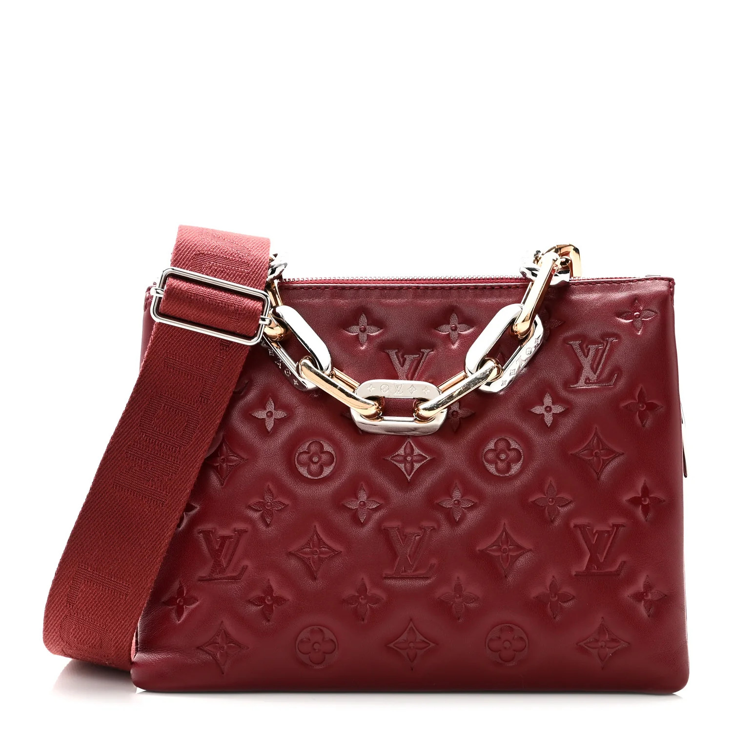 Lambskin Embossed Monogram Coussin PM Wine | FASHIONPHILE (US)