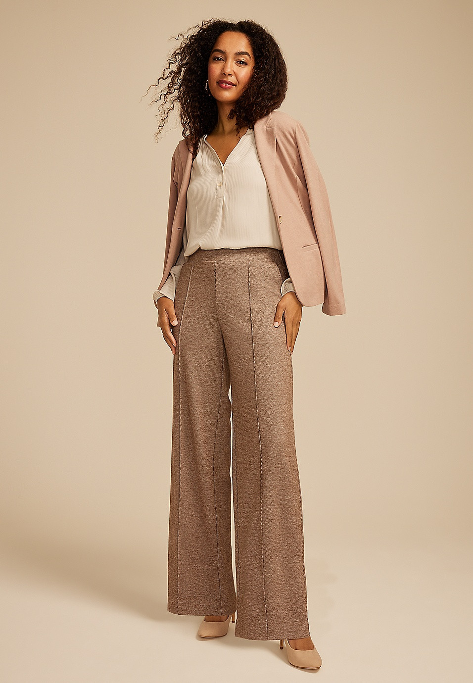 Tweed Knit High Rise Wide Leg Pant | Maurices