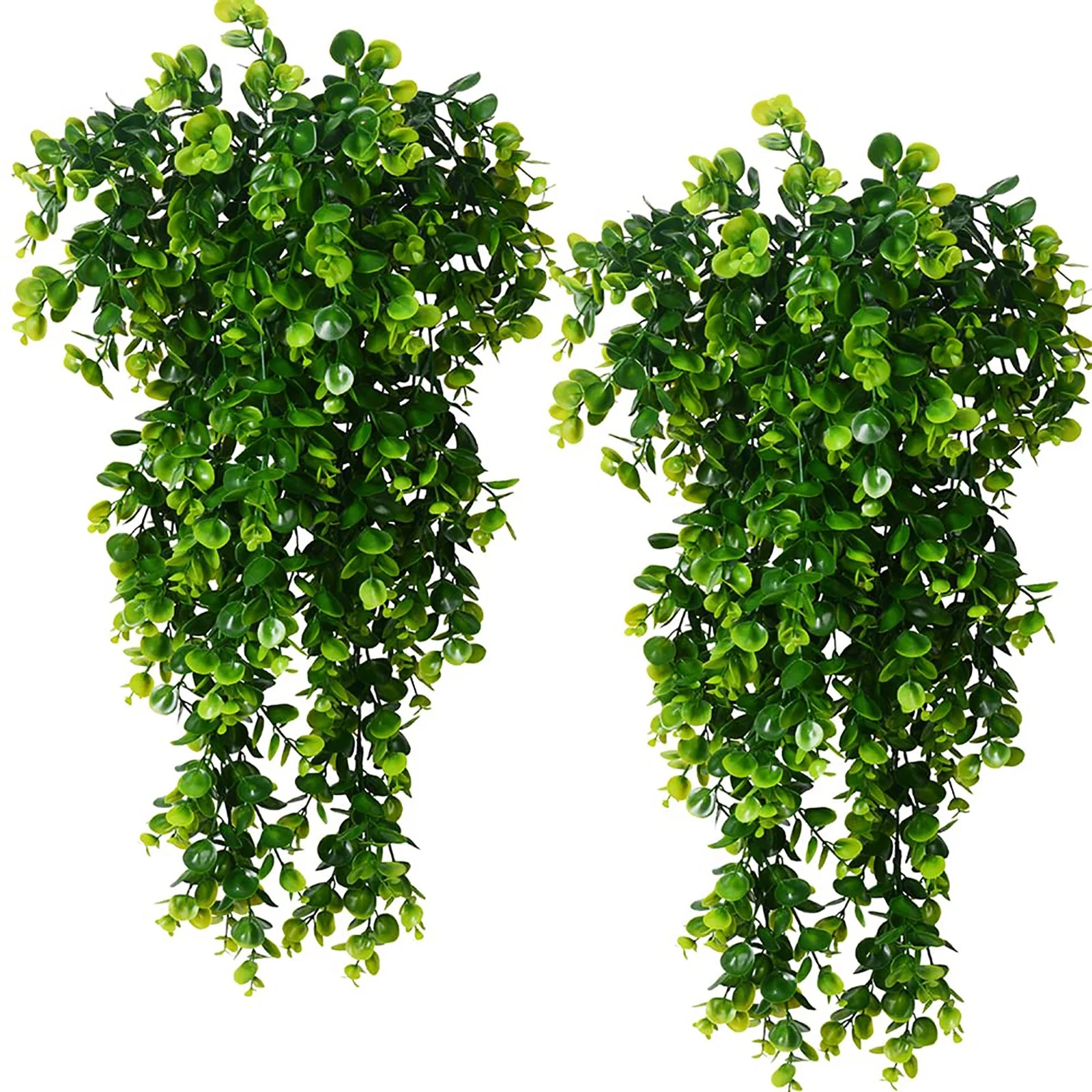 2 Pack Artificial Hanging Plants Faux Eucalyptus Leaf Greenery Vine UV Resistant Plastic Plants | Walmart (US)