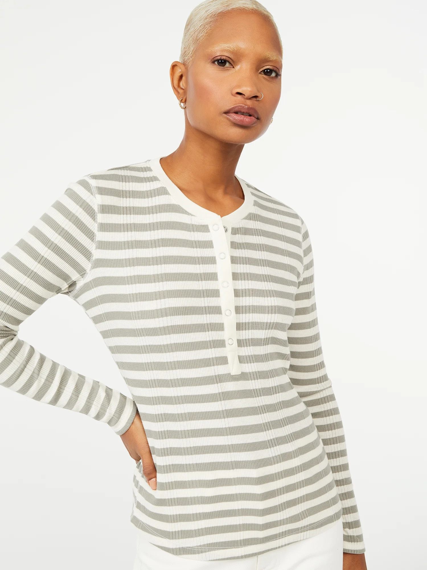Free Assembly Women's Snap Crewneck Henley | Walmart (US)