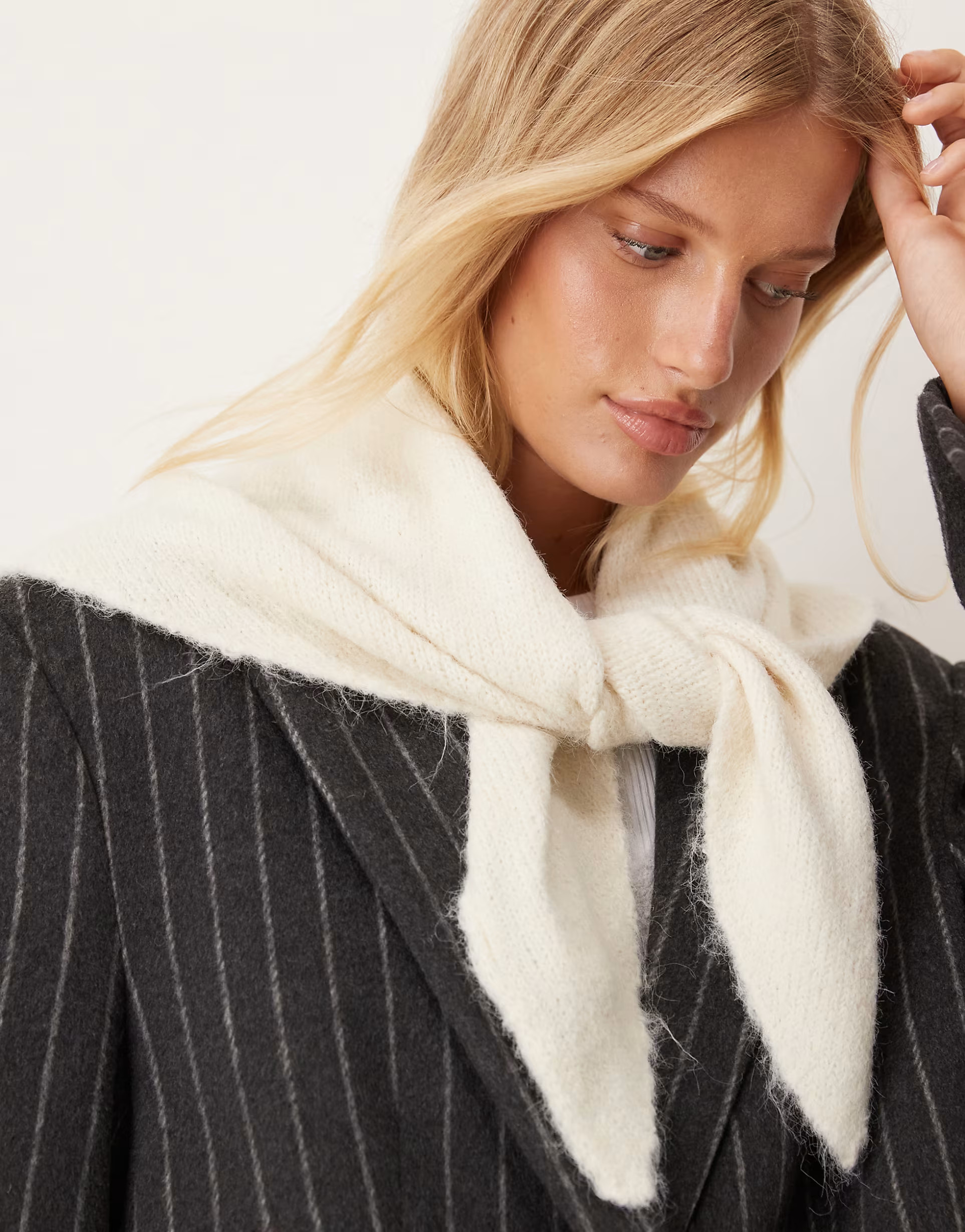 ASOS DESIGN knitted triangle scarf in winter white | ASOS | ASOS (Global)