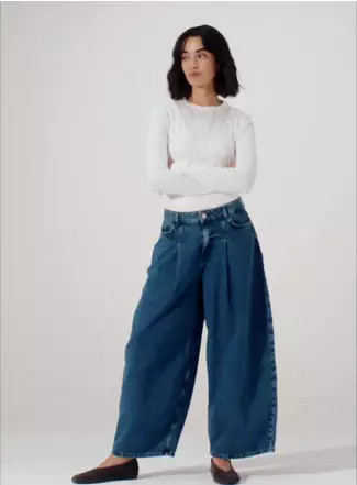 Buy Mid Denim Pleated Barrel Jeans 14 | Jeans | Tu | Tu Clothing