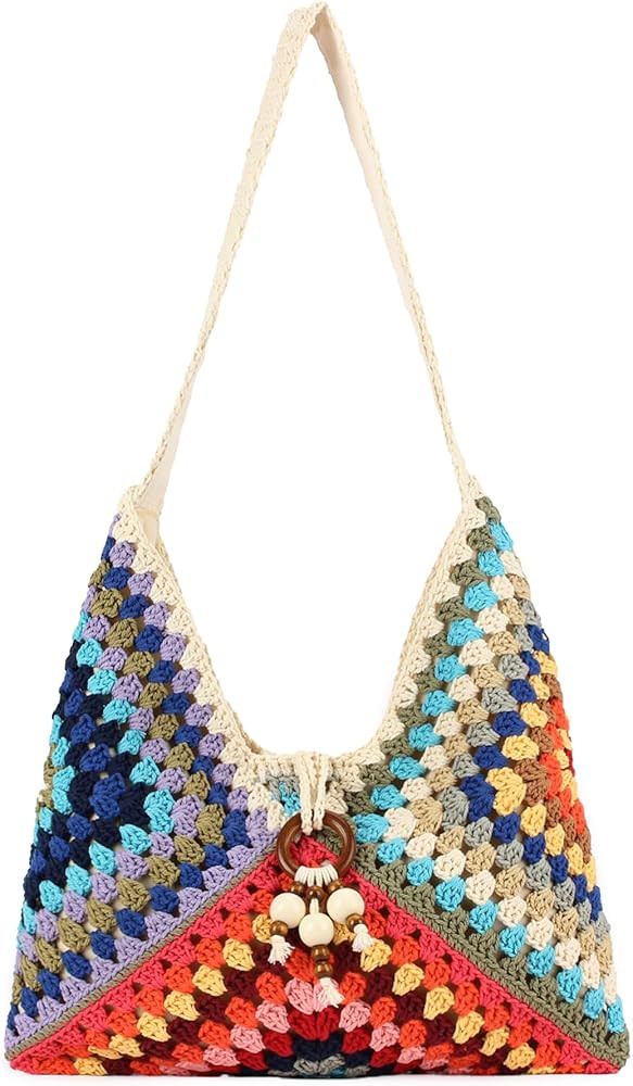 Rejolly Crochet Hobo Bag for Women Summer Vacation Beach Tote Handbags Boho Bohemian Ethnic Authe... | Amazon (US)