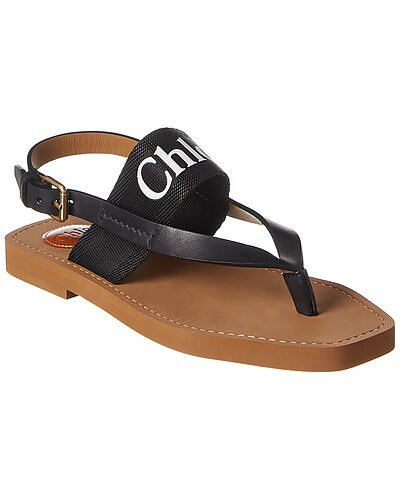 Woody Logo Canvas & Leather Sandal | Gilt