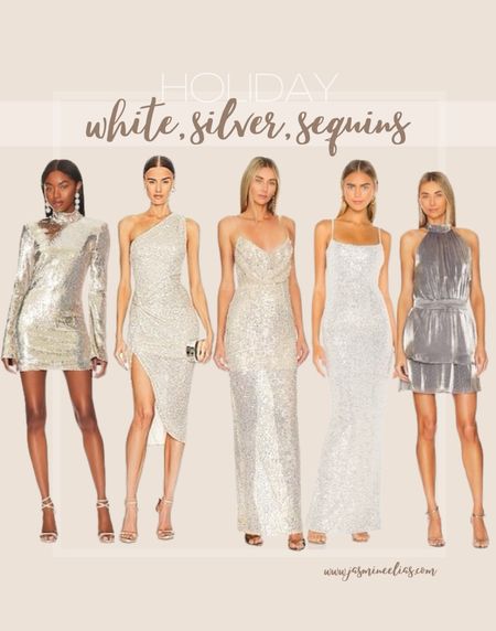 White, silver, and sequins holiday dresses, dresses to wear to holiday parties, New Year’s Eve dresses 

#LTKstyletip #LTKHoliday