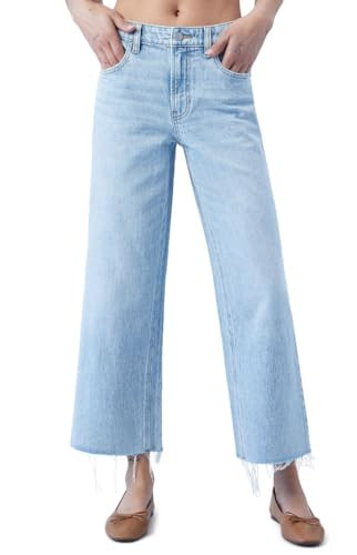 PacSun Women's Eco Light Blue Cropped Wide Leg Jeans Size 29 | Amazon (US)