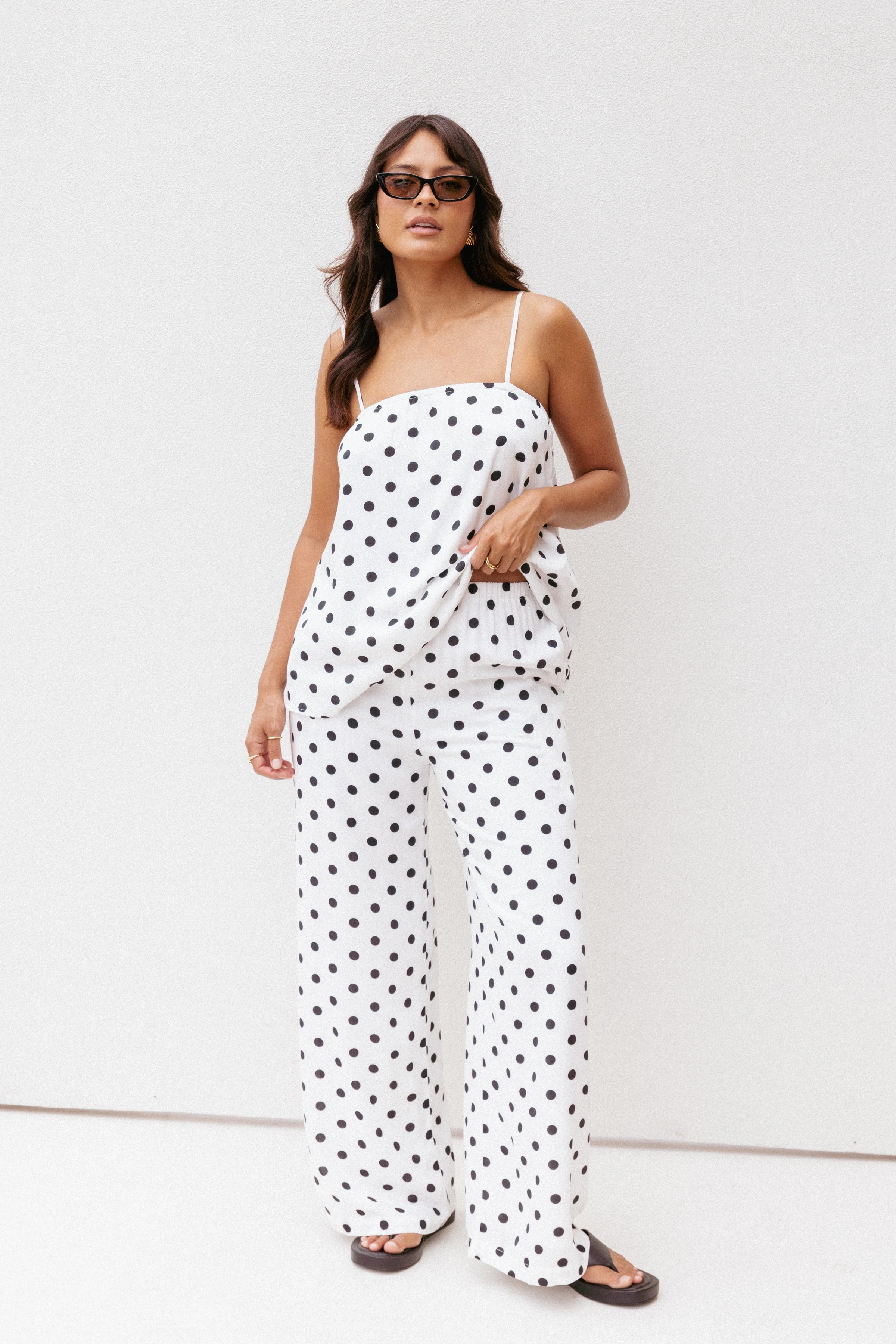 Kristy Pant Set - White/Black Polka Dot | Petal & Pup (US)