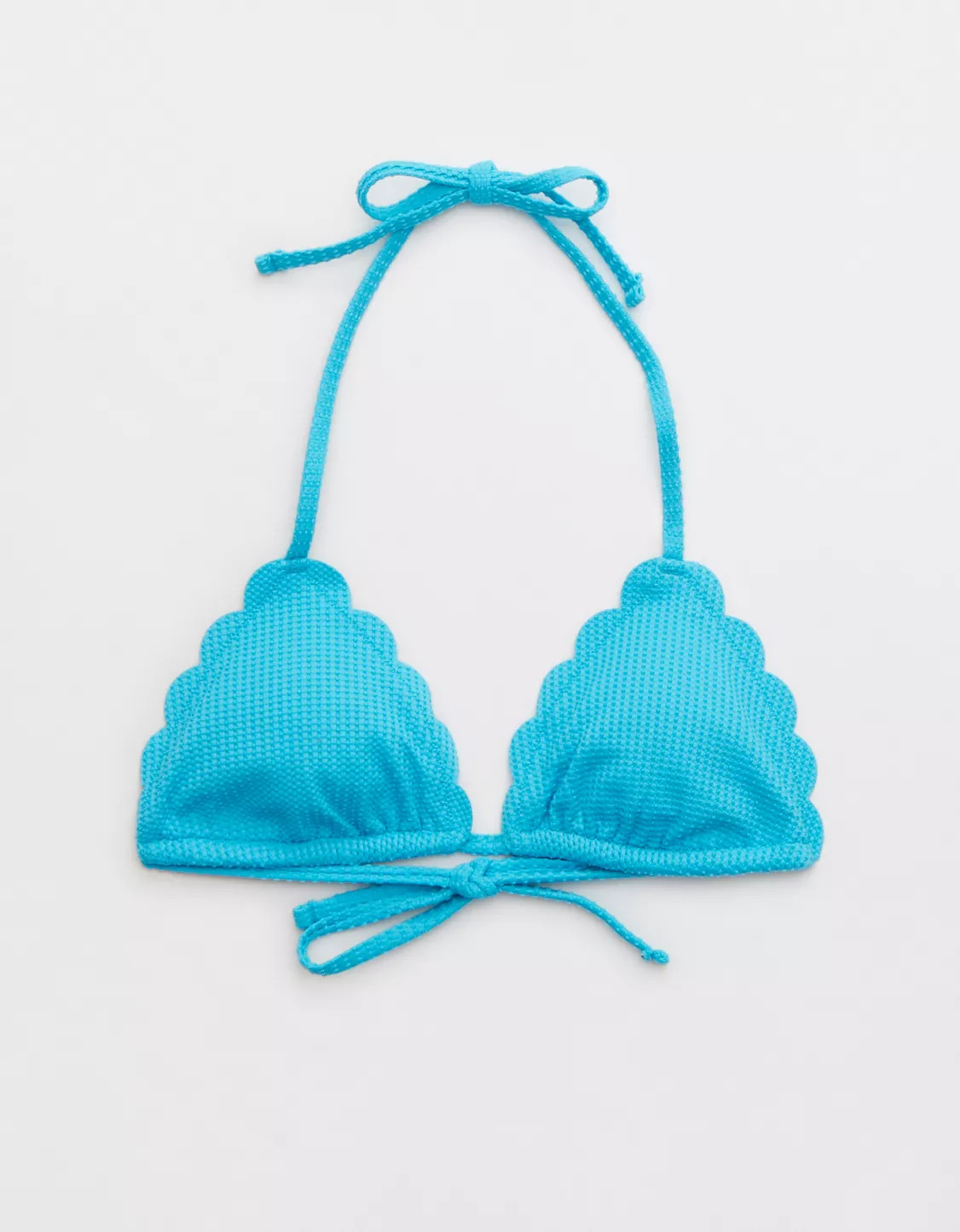 Aerie Waffle Scalloped String Triangle Bikini Top | Aerie