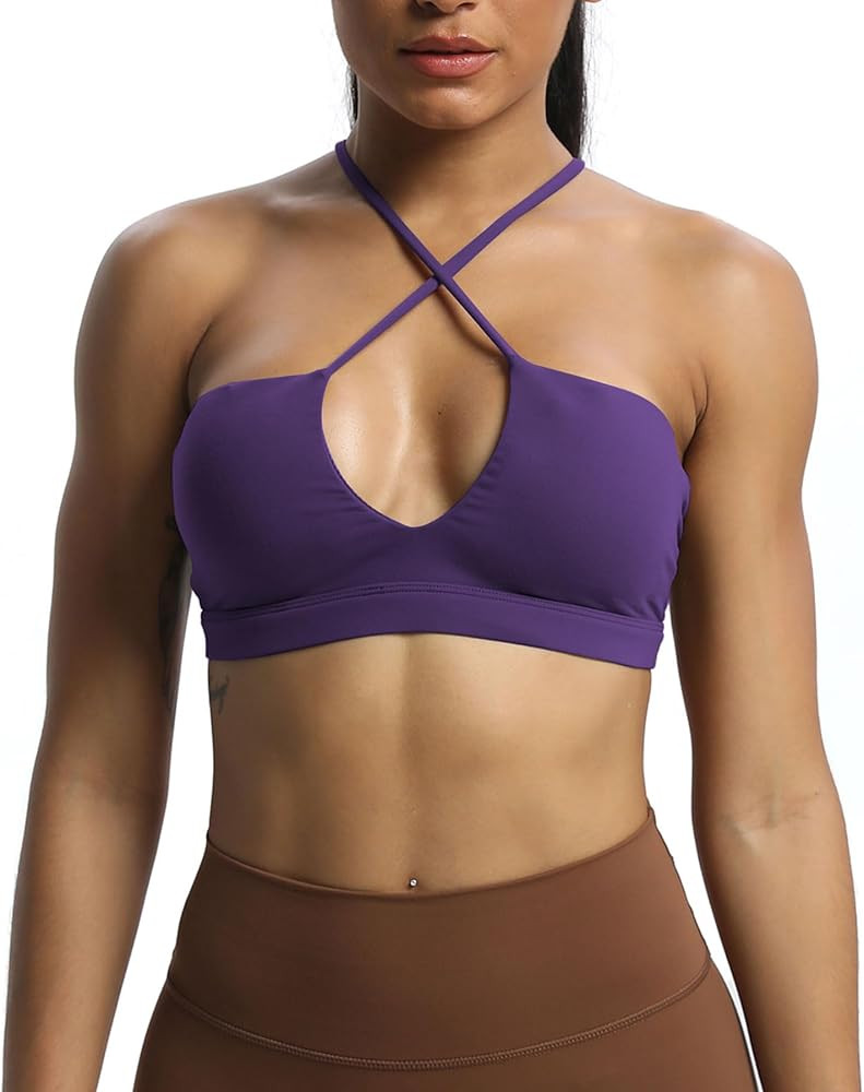 Aoxjox Women's Workout Sports Bras Jamie Deep V Fitness Backless Padded Training Gym Bra Yoga Cro... | Amazon (US)