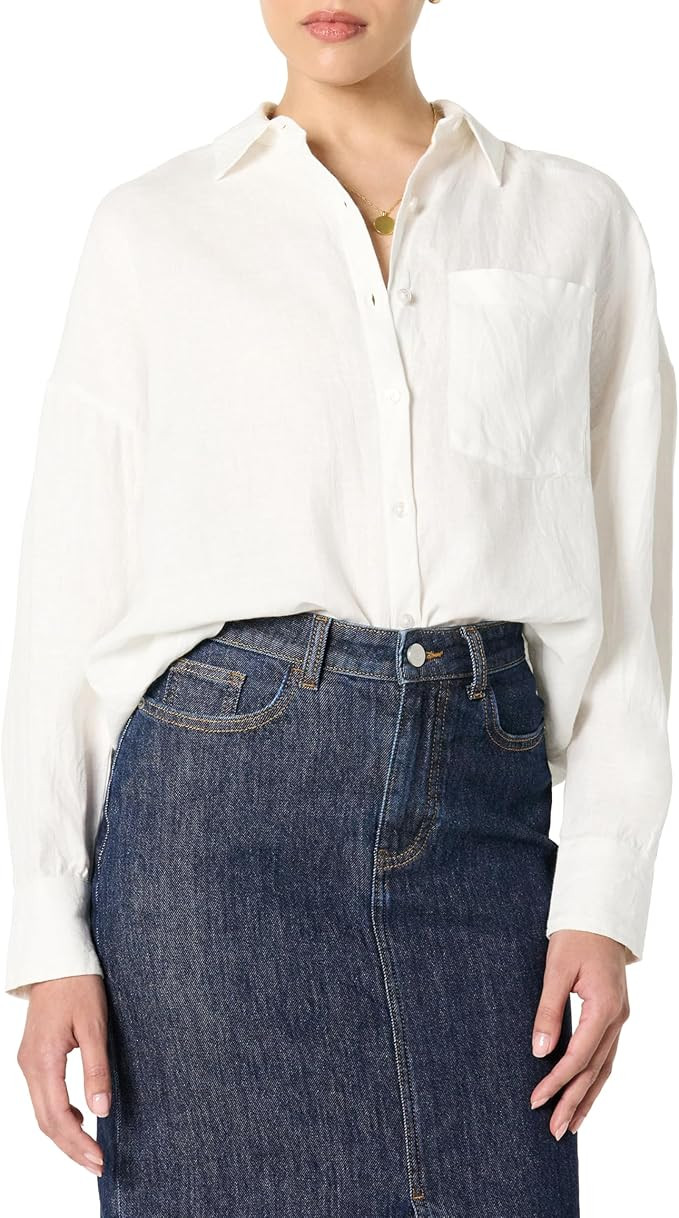 The Drop Womens Avila Classic Linen Button Down | Amazon (US)
