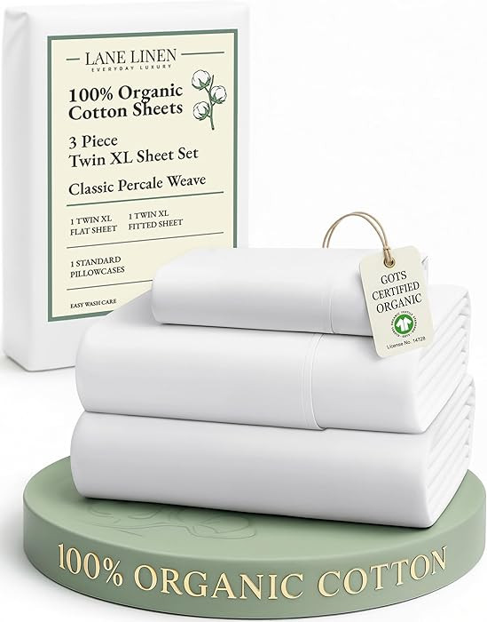 LANE LINEN 100% Organic Cotton White Twin XL Sheets Set 3-Piece Pure Percale Soft Bedding Breatha... | Amazon (US)