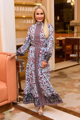 Amber Blue Printed Maxi Dress | Avara