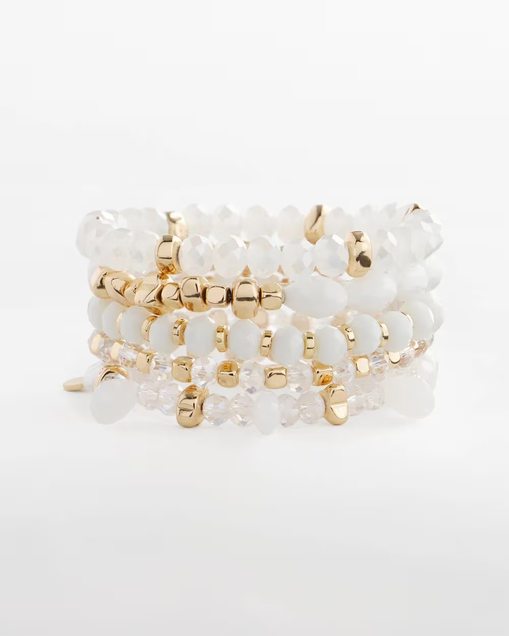 White Stretch Set of Five Bracelets | Chico's, Beach Jewelry, Resort Bracelets | Chico's