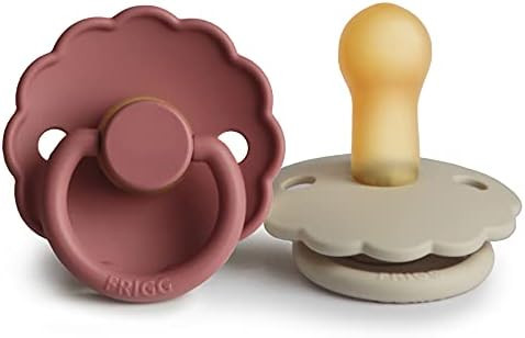 FRIGG Daisy Natural Rubber Baby Pacifier | Made in Denmark | BPA-Free (Powder Blush/Cream, 6-18 M... | Amazon (US)
