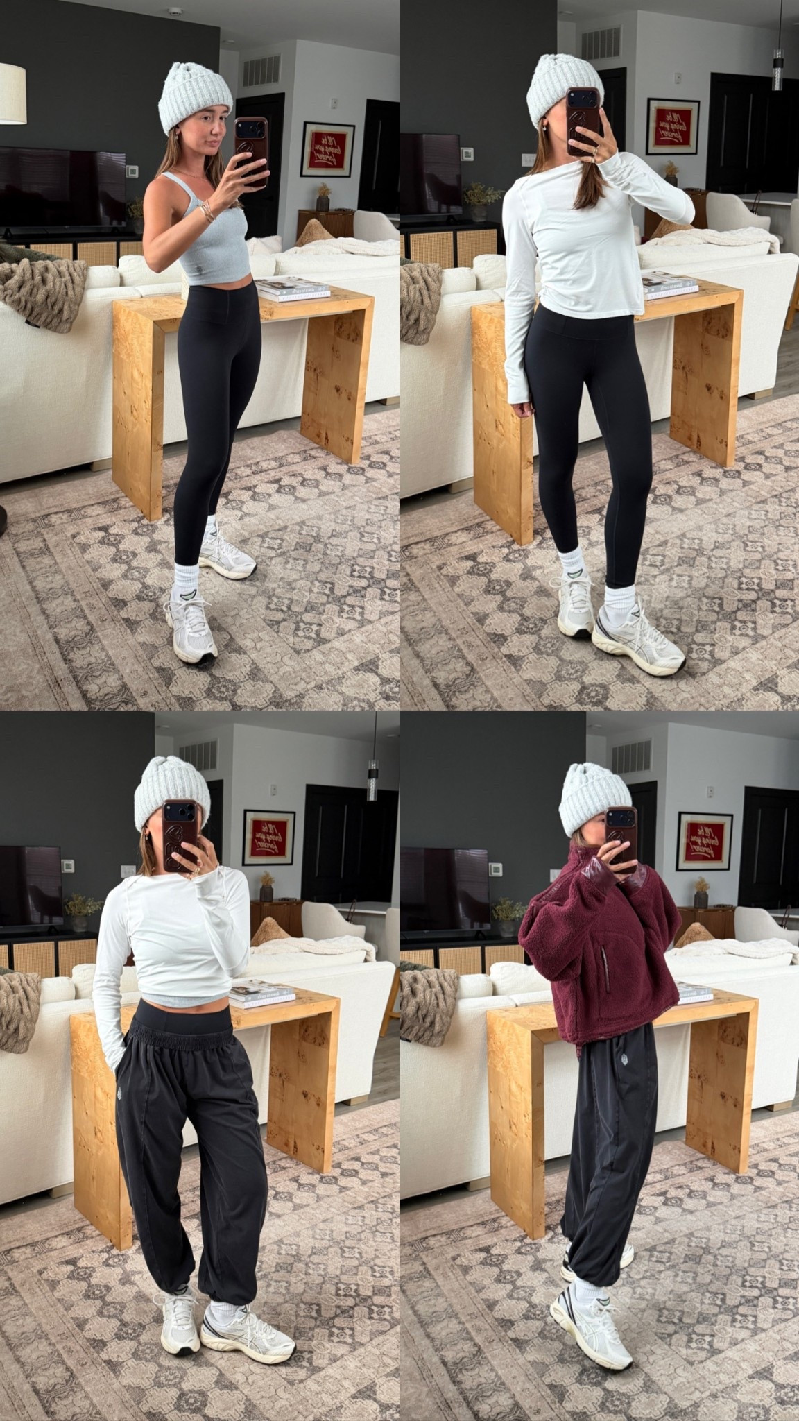 Winter walk outfit! Wearing XS in everything except small in the fleece!