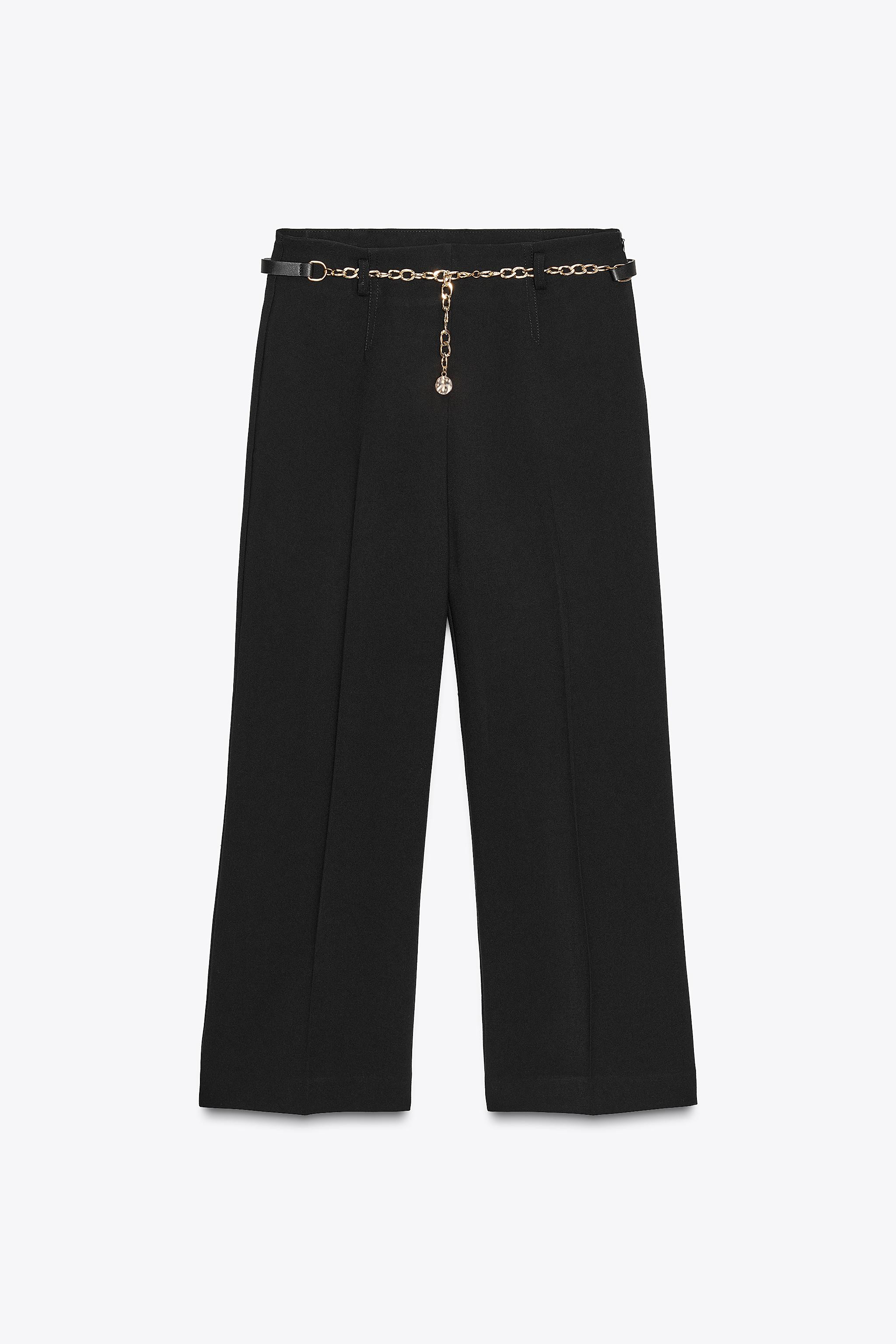CHAIN BELT ANKLE PANTS | Zara US
