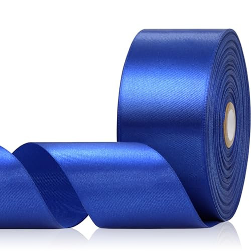 Aoropo Blue Satin Ribbon 2 Inch 60 Yards, Royal Blue Polyester Fabric Ribbon for Gift Wrapping, Crafts, Flower Bouquet, Hair Accessories, Wedding and Festival Decor | Amazon (US)