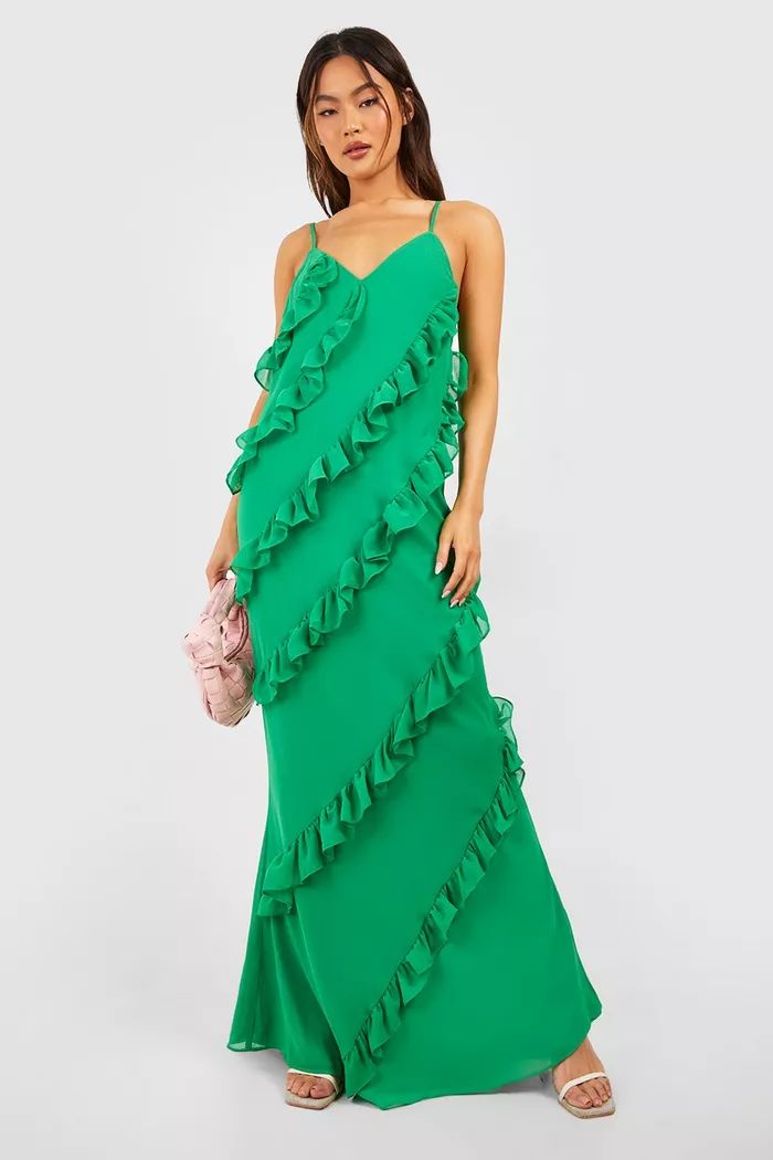 Chiffon Ruffle Detail Maxi Dress | boohoo (US & Canada)