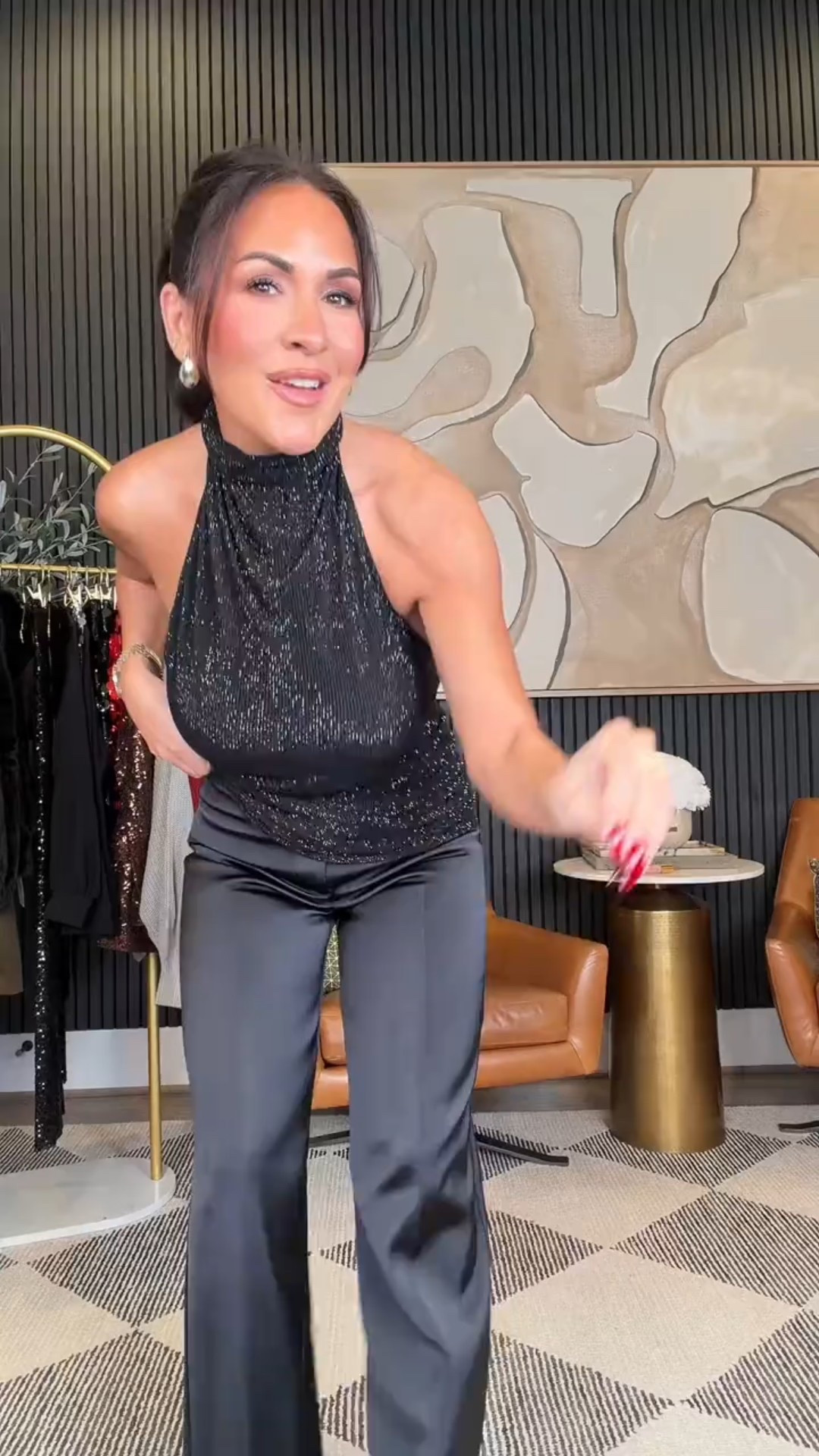 Headed to a Favorite Things party tonight and showing up in full sparkle mode, babes. ✨
This top + satin pants combo is giving chic, effortless holiday glam — and yes, your petite girlie is in a size small top + small pants.

Also baked the cutest little candy cane pastry situation… praying she tastes as good as she looks 😂❤️ Wish me luck!

5’2”, 130 lbs, 25” waist, 34DD — wearing size small in top and XS in pants 

Which one are you living for tonight — the outfit or the baking skills? 😂

#ZaraStyle #ZaraOutfit #ZaraWomen #ZaraHoliday #ZaraFashion

#LTKHoliday #LTKOver40 #LTKPetite