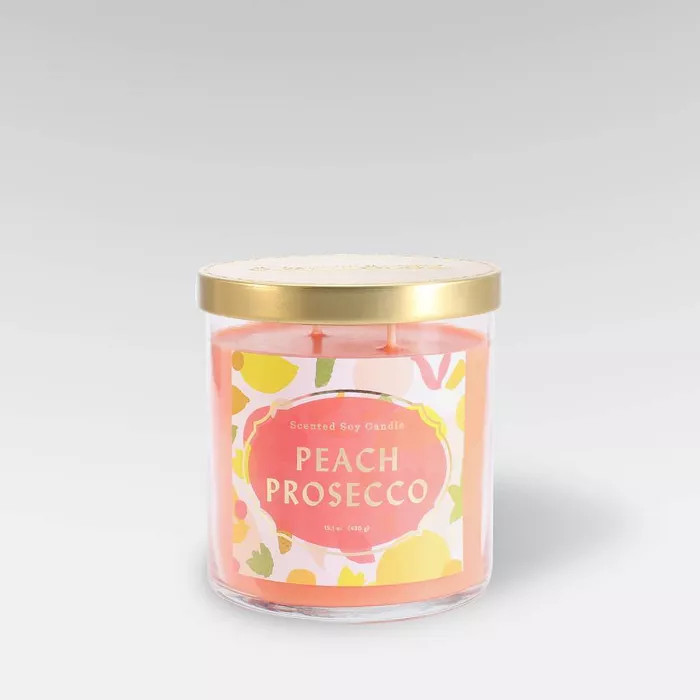15.1oz Lidded Glass Jar 2-Wick Candle Peach Prosecco - Opalhouse™ | Target
